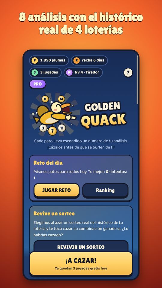 Menú con el reto del día